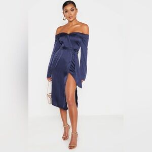 Navy Long Sleeve Wrap Dress